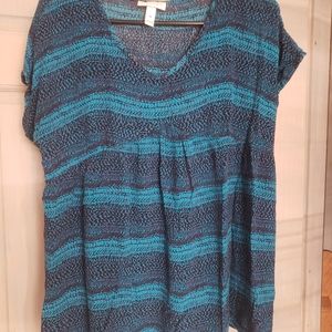 Liz Lange Med Flowing Maternity Shirt- Black+Blue